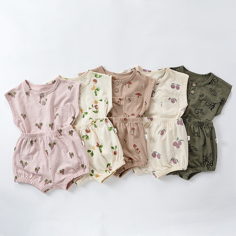Newborn Baby Summer Cute Print Home Set